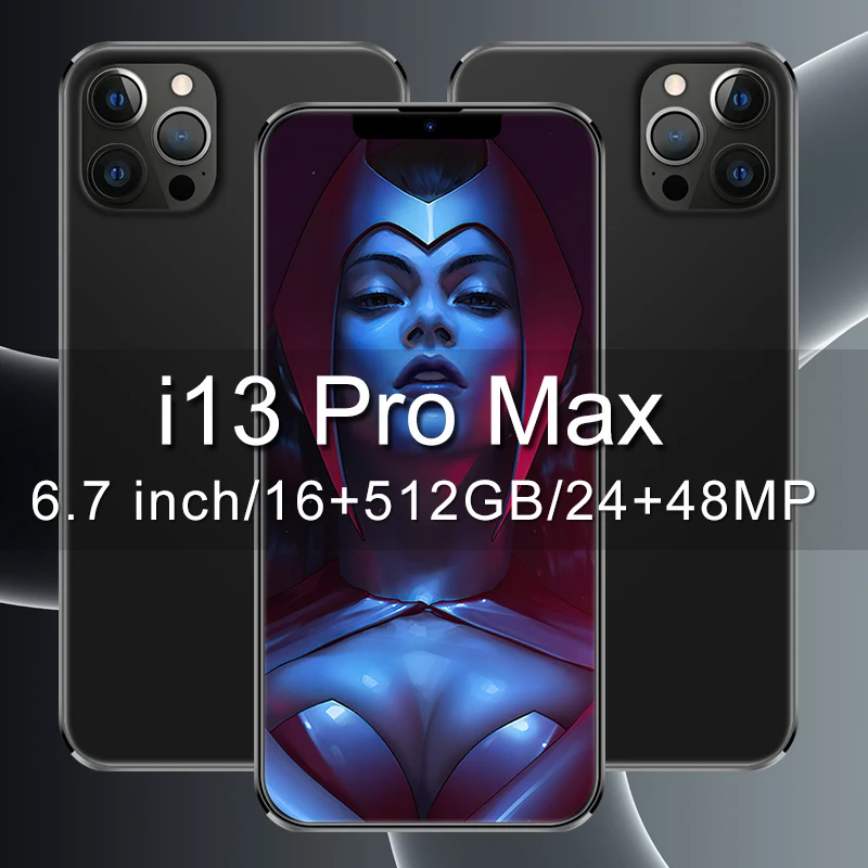 

Mobile Phone I13 Pro Max Global Version 5G 6.7 Inch 16GB 512GB Android 10 10 Core Newest 6800mAh HD Screen Cellphone Smartphone