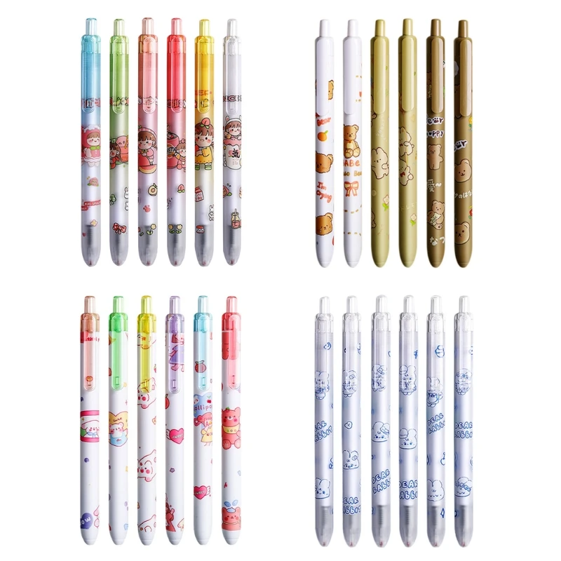 

Pack of 6 Exquisite Retractable Gel Ink Pen 0.5mm Gel Pen Rollerball Pen for Kid