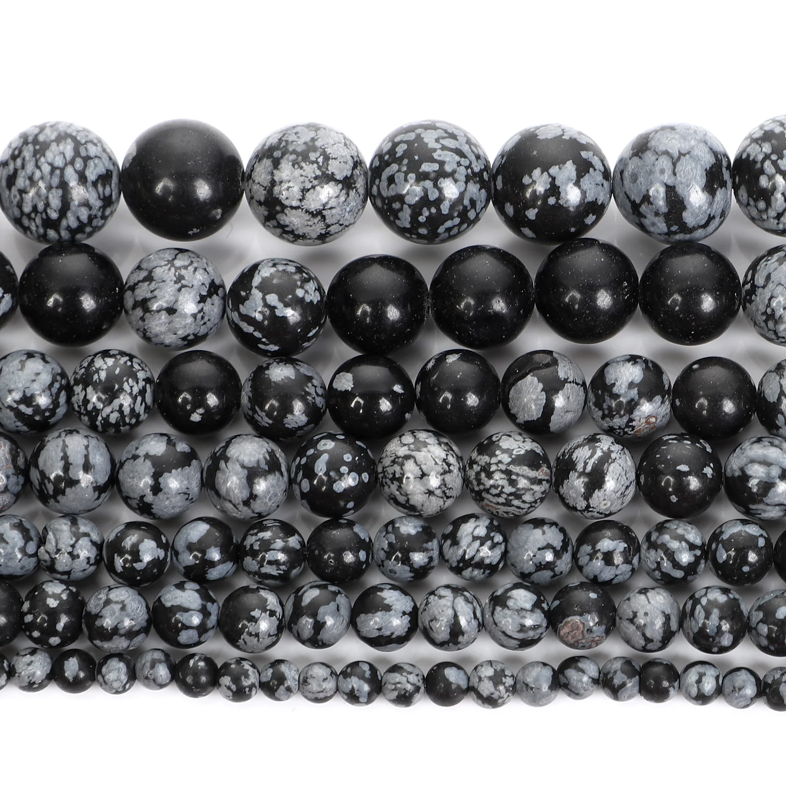 Бусины из натурального камня нитка 15 дюймов обсидиан снежинка круглые бусины