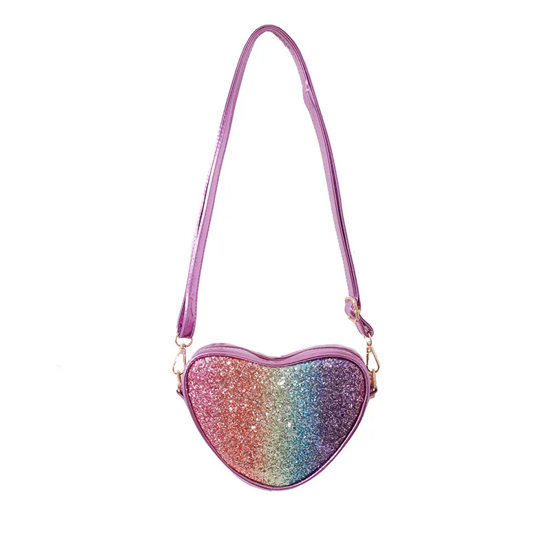 

2021 New Girls Purses and Handbags for Women Shiny Heart Crossbody Bag Ladies Small Coin Wallet Pures and Bags