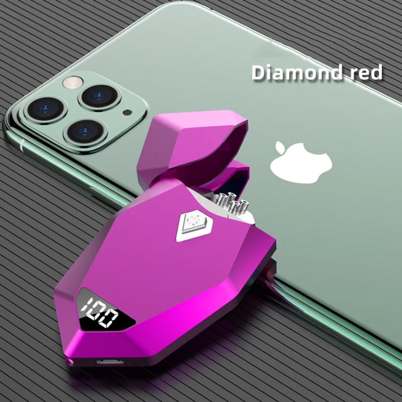 

Zinc Alloy Diamond Shape Cool Double Arc Electric Lighter Men Gift USB Rechargeable Flameless Lighter Dropship Suppliers