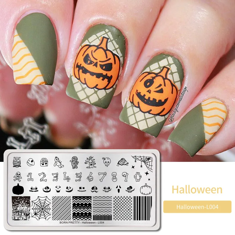Halloween7 BORN PRETTY дизайн ногтей штамп штамповка шаблон цветок геометрии любовь DIY маникюр изображение пластины из нержавеющей стали дизайн ногтей трафарет - Цвет: Halloween7
