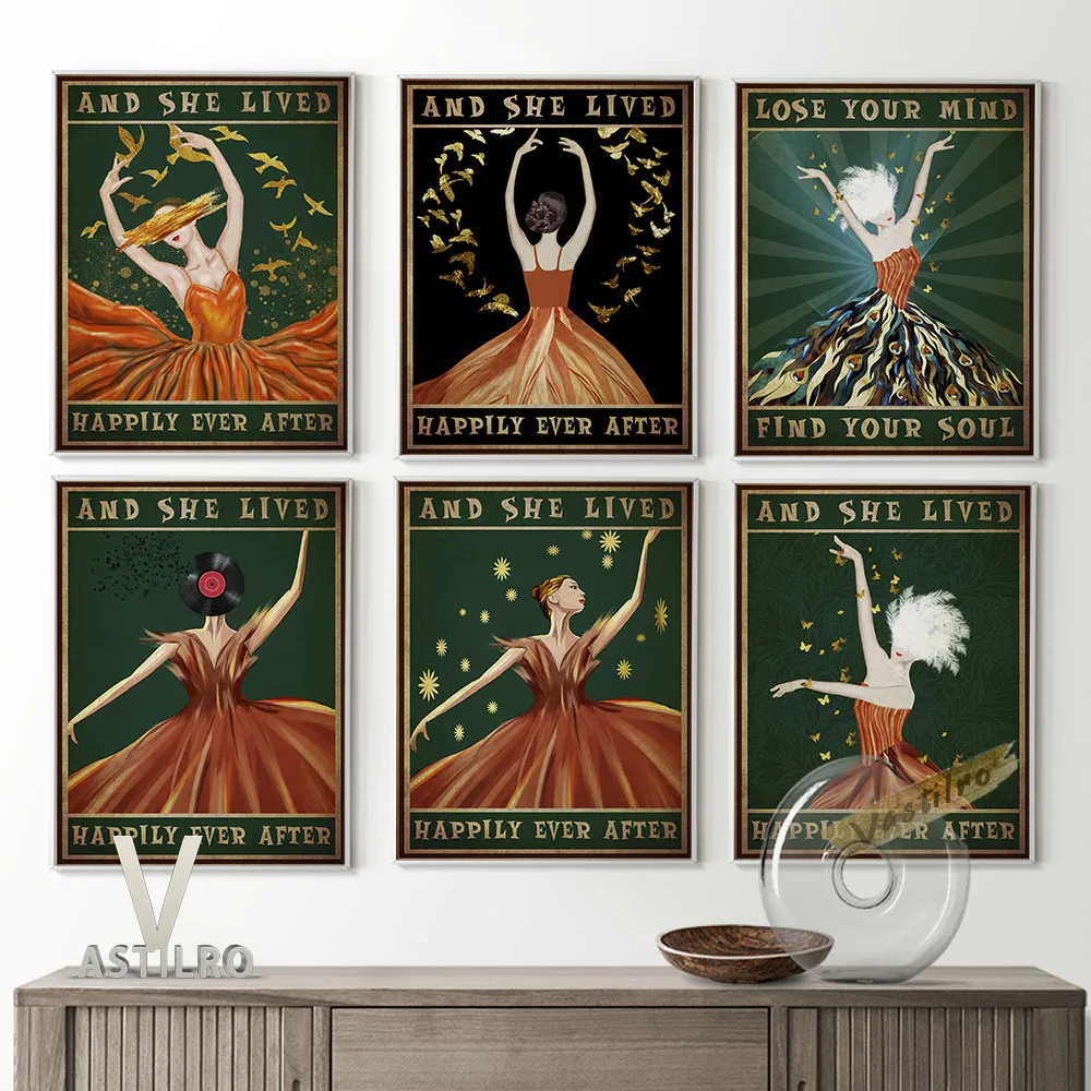 

Ballet Girl Art Prints Poster Vinyl Record Retro Canvas Painting Dance Studio High Quality Wall Decorate Picture Home Room Decor