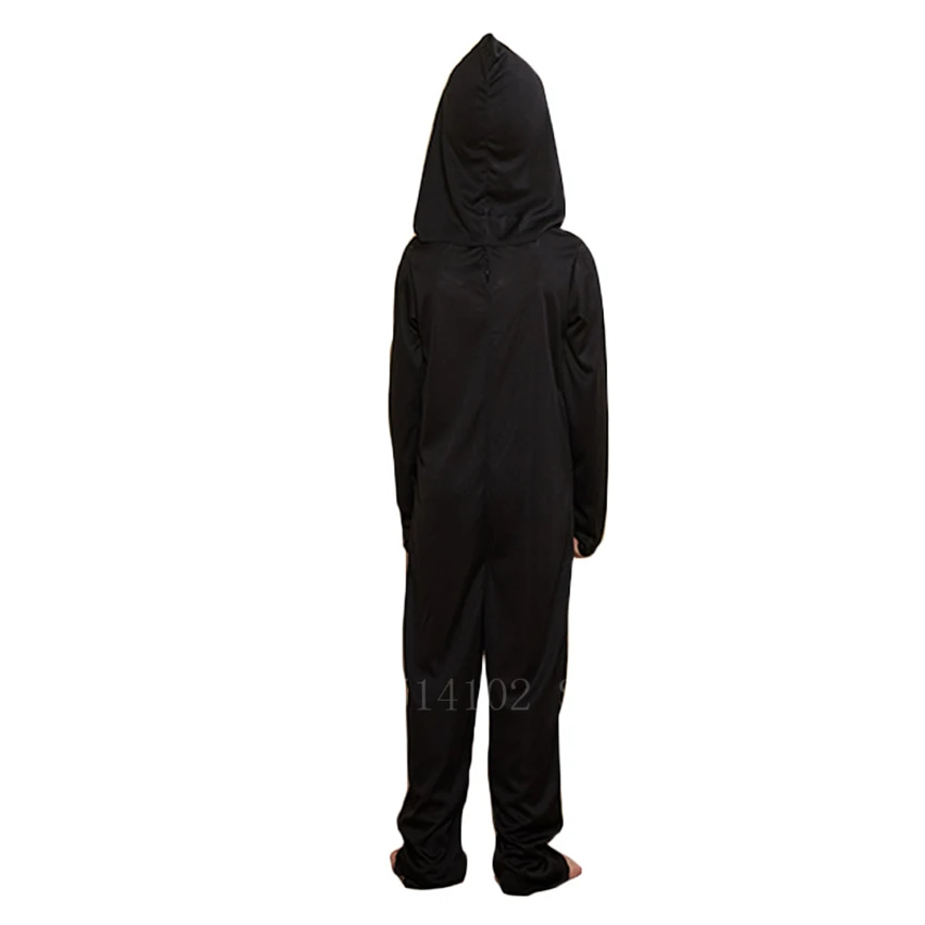 Детский страшный костюм для Хэллоуина с зеленым черепом и скелетом Карнавальный