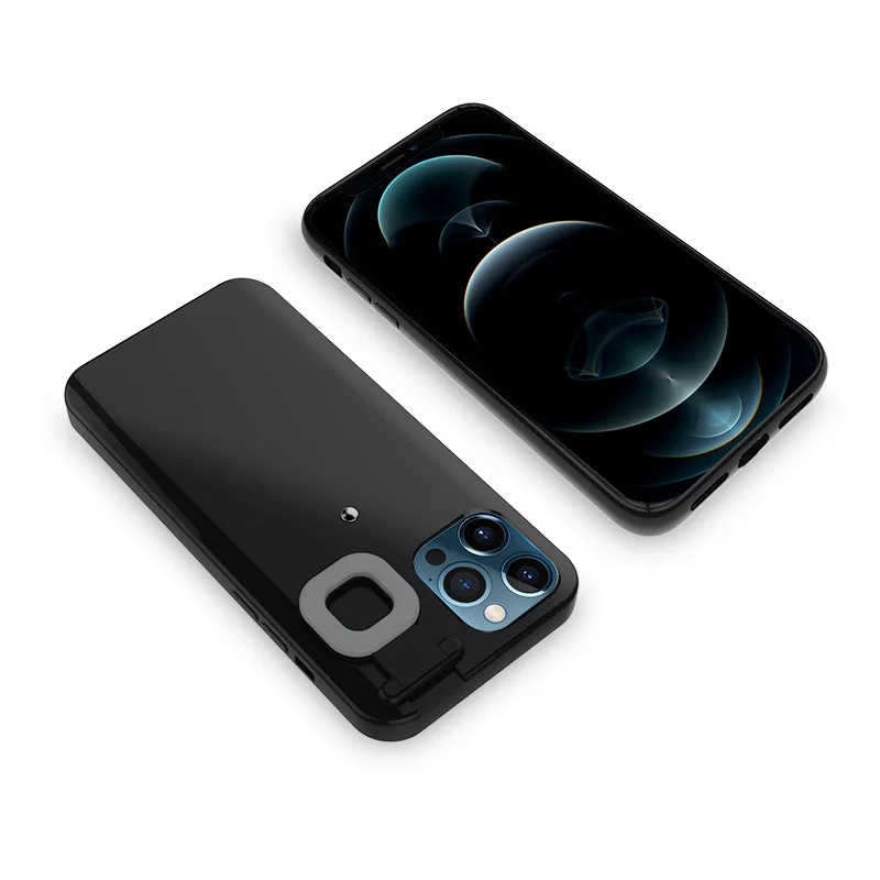 

Led Ring Light Phone Case For Iphone 11Pro Max Small Round Selfie For Iphone 12 Pro Max Beauty Ring Flash Anti Drop Shell