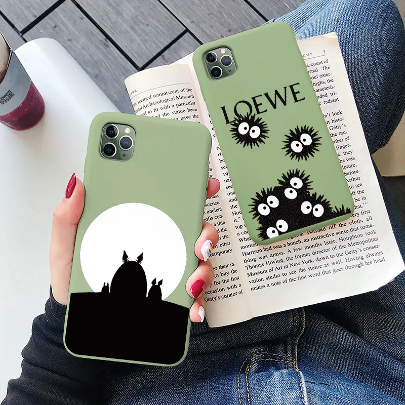 

Cute Japanese Anime Cartoon Happy Totoro Soft Silicone Phone Case For iPhone 11 12 Pro Max Mini 8 6S 7 Plus XR X XS MAX SE 2020