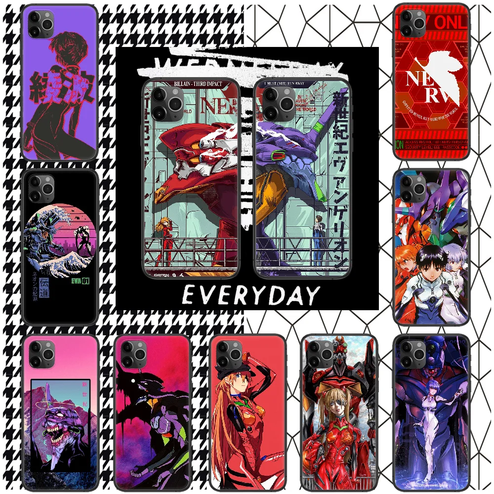 

EVA EVANGELION Phone Case For Iphone 12 Mini 11 PRO XR X XS MAX 6 6s 7 8 Plus 4 5 5s SE 2020 black Cell Trend Hoesjes Painting