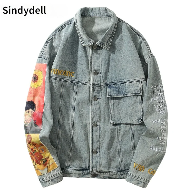 

Sindydell Gogh, Лоскутная вышивка, вышивка джинсовым покрытием, джинсовая куртка в стиле хип-хоп, Повседневная джинсовая одежда, одежда для улицы