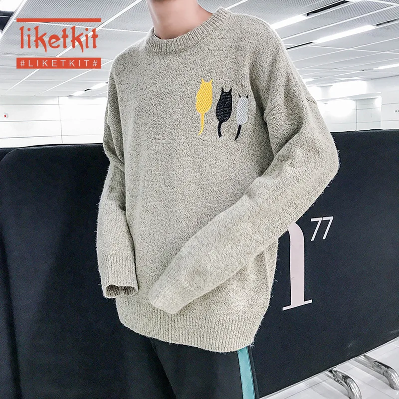 Liketkit мужские повседневные свитера 2019 вязаные пуловеры с круглым вырезом и