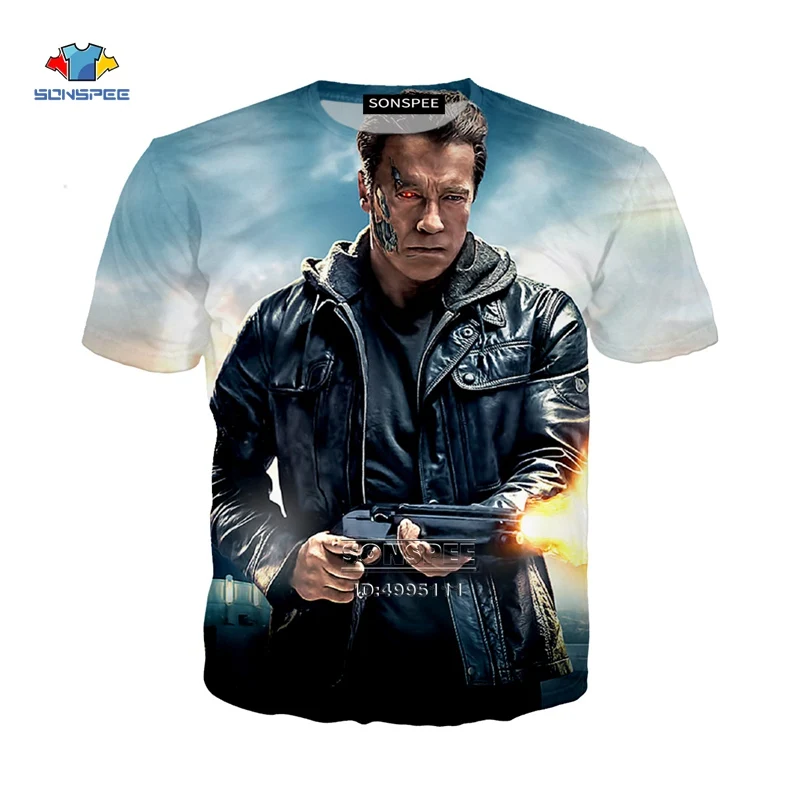 

SONSPEE 3D Print New Movie Terminator Dark Fate Arnold Schwarzenegger Unisex Casual Harajuku T-shirt Hip Hop Tshirt A1045
