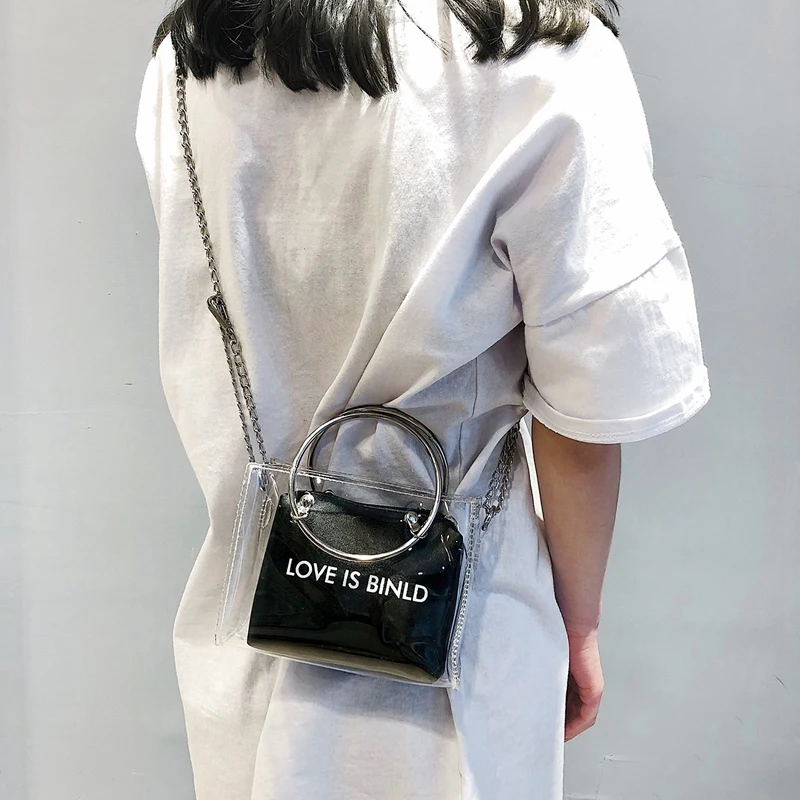 2 шт. модная женская сумка набор прозрачная на плечо + клатч для