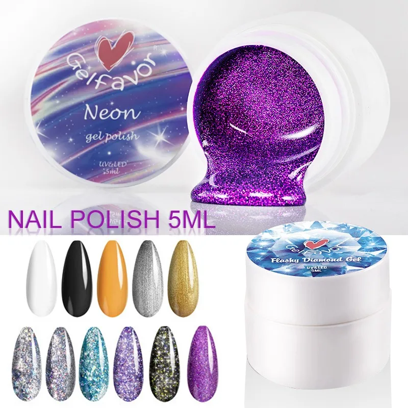 5ml Gel Nail Polish Semi-Permanent Varnish for extension Shiny Hybrid Glitter Painting UV nail polish For Manicure Art | Красота и