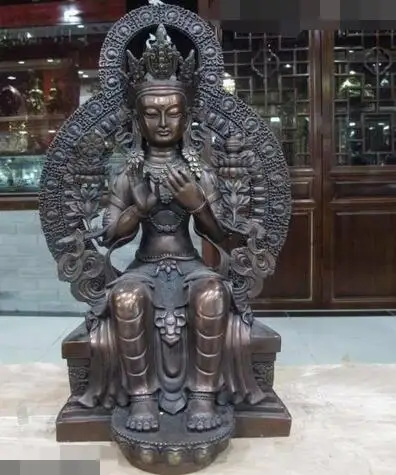 Бесплатная доставка 58 см китайская статуя Будды Майтреи из чистого бронза