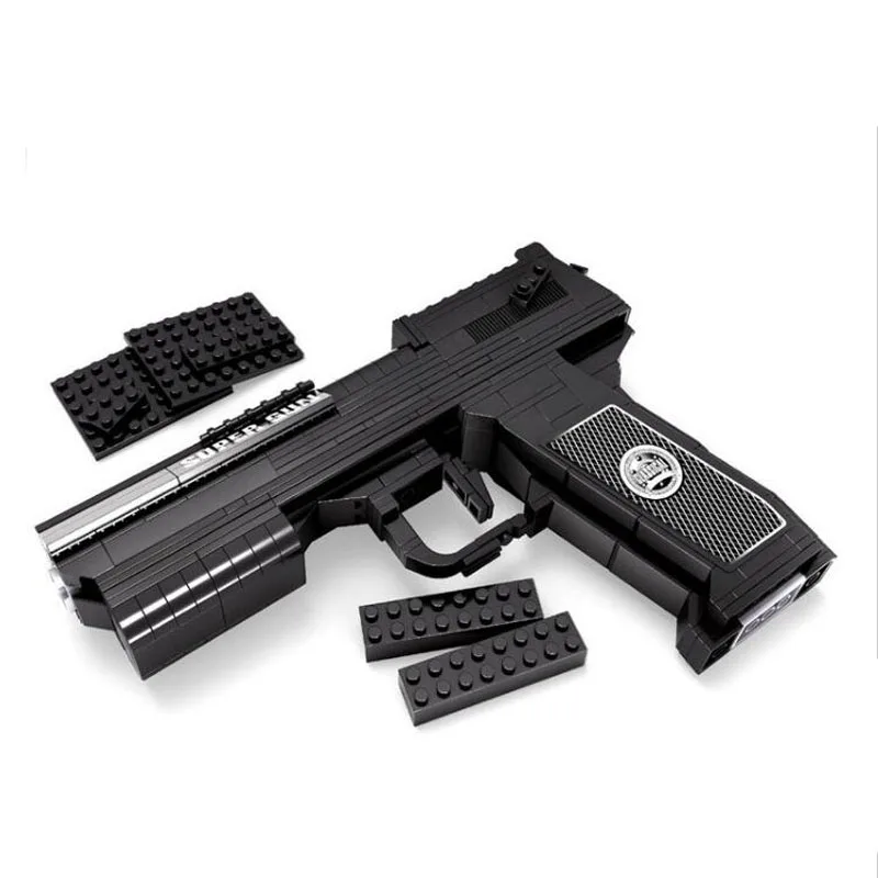 

Desert Eagle Pistol MK23 Pistol Uzi Submachine Gun Military WW2 Building Blocks For Technical City Police Swat Can Toys for Boys