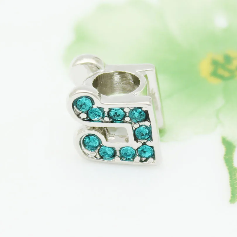 Синий кристалл музыка Шарм Примечание европейский шарик fit Pandora браслет