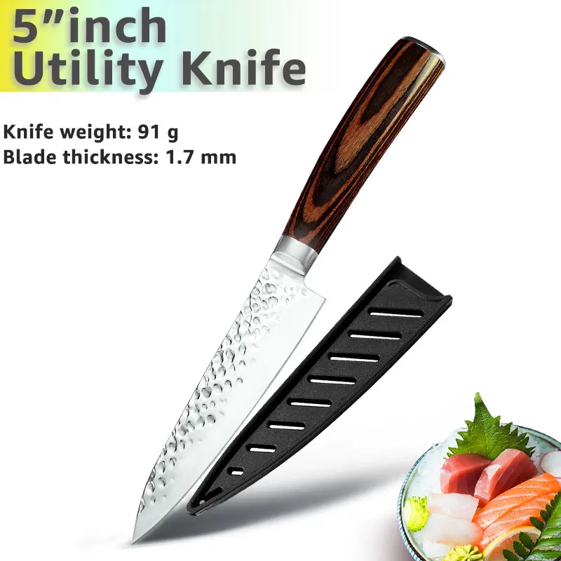 5inch Utility knife Кухонный нож, 8 дюймов, профессиональные японские поварские ножи 7CR17 440C, высокоуглеродистая Нержавеющая сталь, нож для мяса, нож сантоку - Цвет: 5inch Utility knife