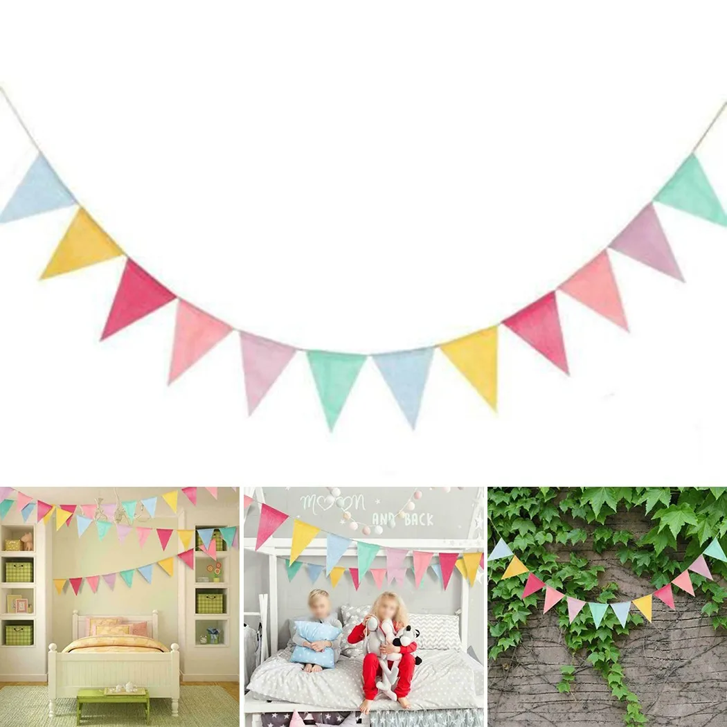 

12 Flags Colorful Reusable Bunting Wedding Birthday Party Outdoor Garden Decorations Christmas 2022 New Year Banners Streamers