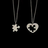 goth heart pendant necklaces for women men mosaic puzzle lover couple choker necklace collar chain jewelry valentines day gift