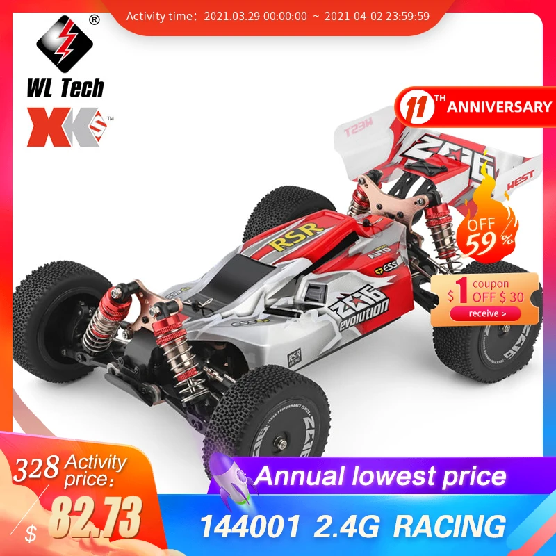 

144001 2.4G racing remote control car race 60 km/h metal chassis 4WD remote control electric children's remote control WLtoys