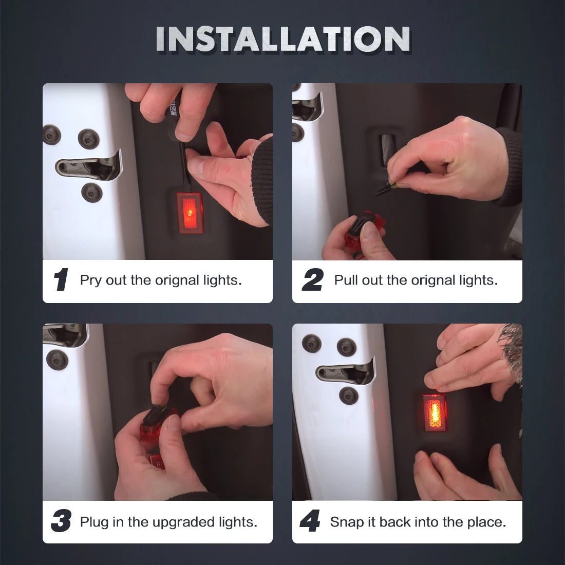 

2Pcs LED Car Door Safety Warning Lights Red Trunk Flashing Reminder Lamp For TESLA MODEL X S 3 Auto Parts Universal Accessories