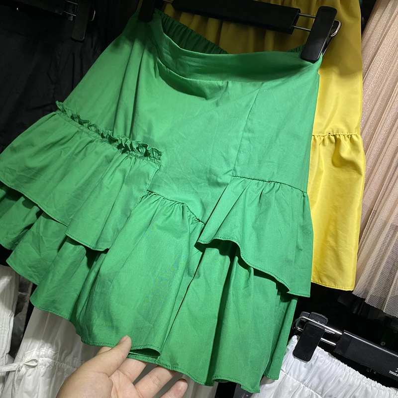 

Summer irregular short skirt with fungus, Korean version of high waist, thin asymmetrical ruffled a-line skirt 1314