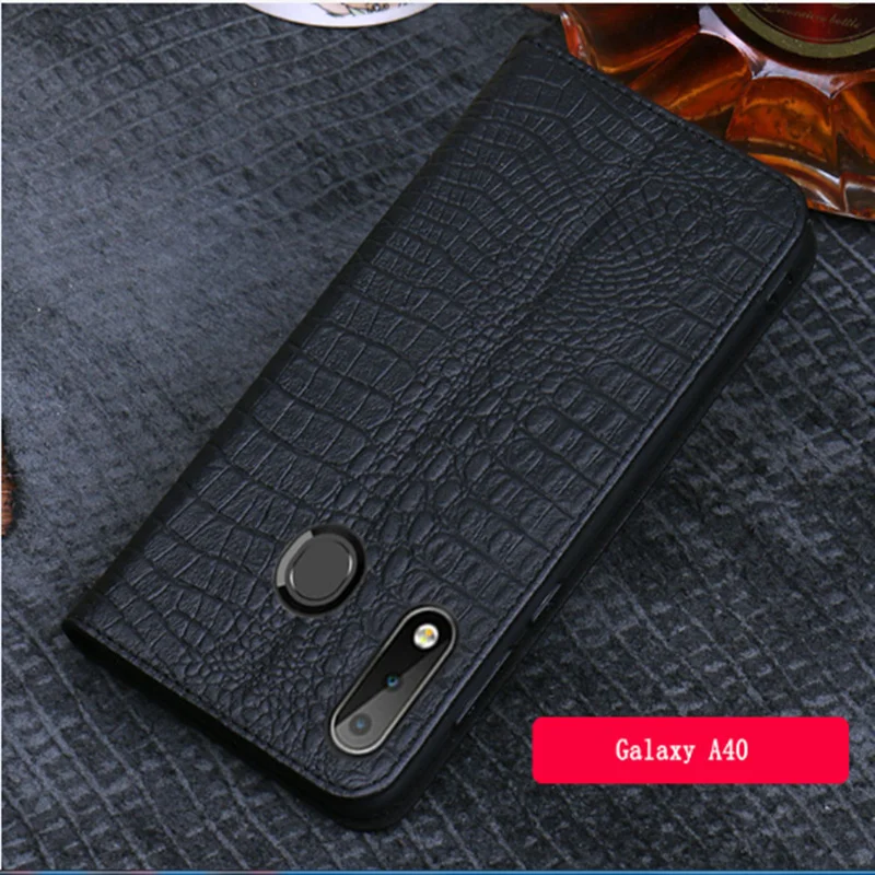 High-end business genuine leather magnetic holder case for Samsung Galaxy A50 A40 phone stand coque | Мобильные телефоны и