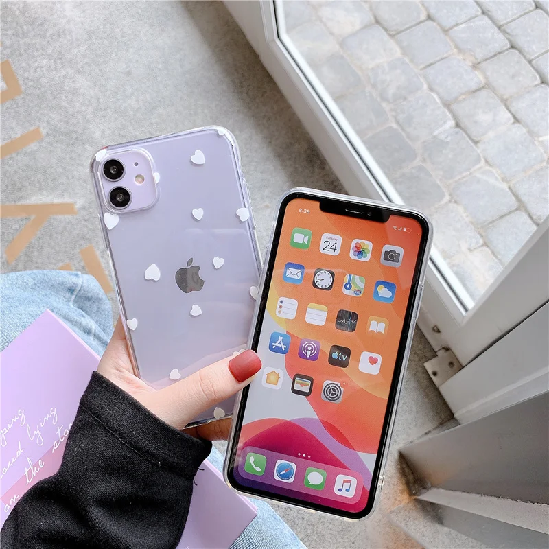 Женский чехол с сердечками для iphone 6 S 8 7 Plus чехлы xr x xs max 11 простой силиконовый