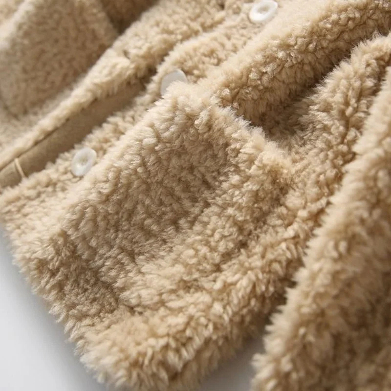 Female 2022 Winter Fur Coat Sheep Shearling Jackets Women Casual Coats Korean Style Wool Outerwear Jaqueta Feminina X848