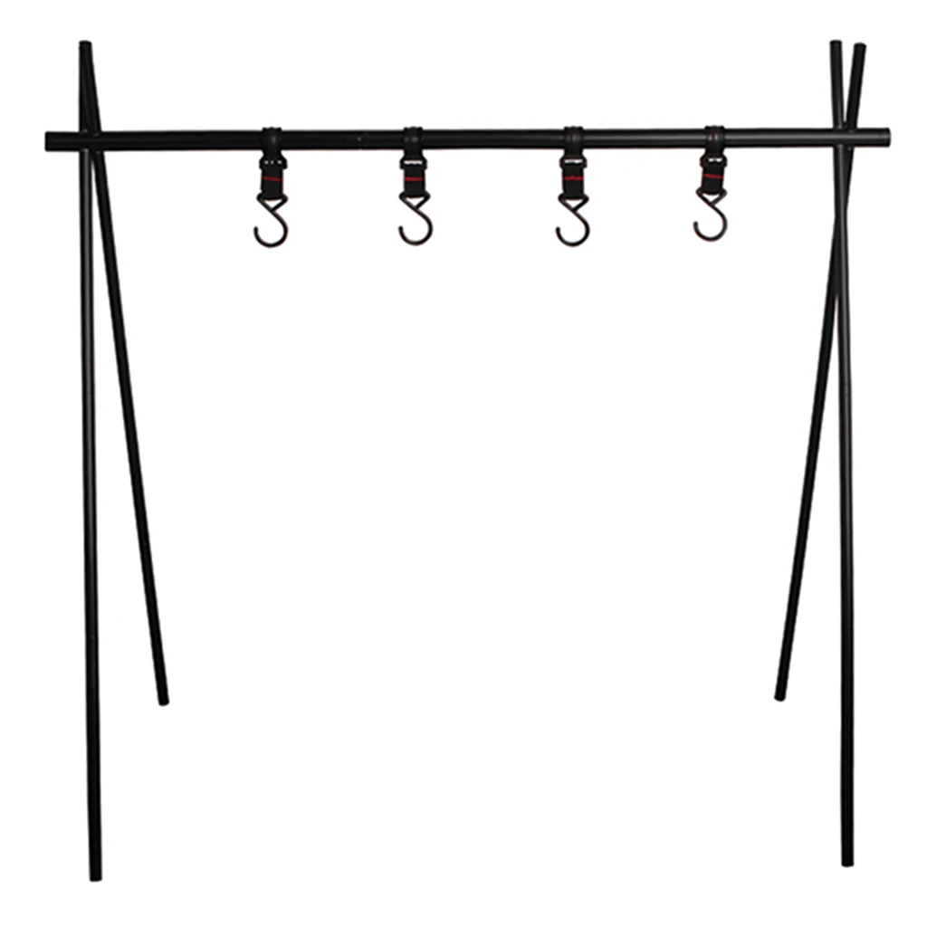 

Outdoor Camping Hanging Rack Triangular Clothes Rack Stand with 4 Movable Hooks M/L