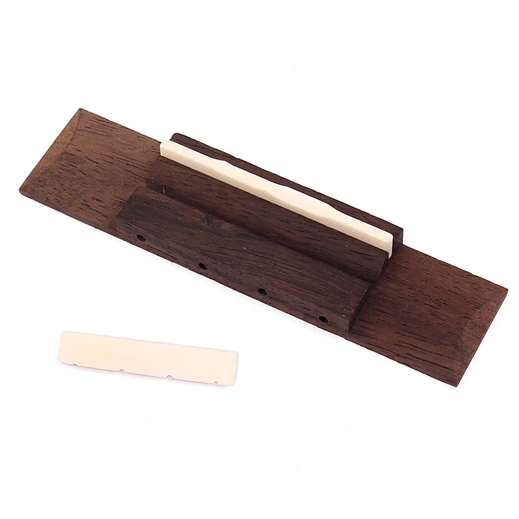

Rosewood Bridge with Bone Nut Saddle Slotted for Ukulele Replacement Part