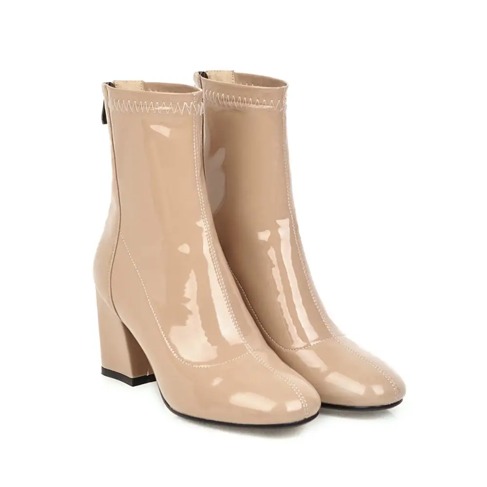 

Женские ботинки на молнии сбоку, черные, красные, белые ботильоны на среднем каблуке, модная теплая зимняя обувь, Мартин, 2022