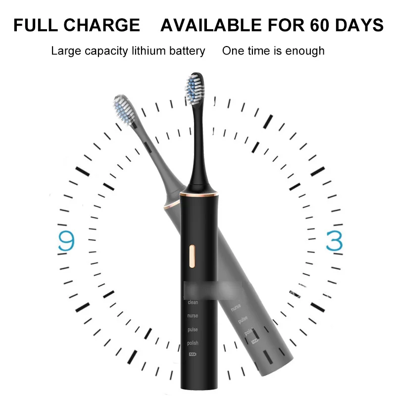 

Electric Toothbrush USB Charging 5 Mode IPX Waterproof Sonic Wave Electric Brush Soft Bristle Brush Intelligence Toothbrush