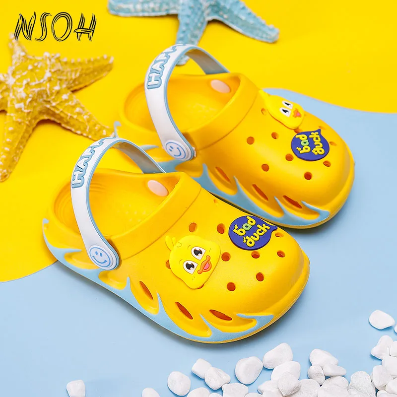 

NSOH Kids Garden Shoes Thick Bottom Soft Baby Slippers Comfortable Children's Slippers Hollow Breathable Boys Girls Footwear