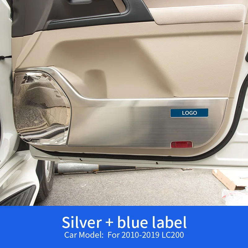 C Silver Для Toyota land Cruiser LC200 Prado LC150 2010-18- защита из нержавеющей стали боковая защита края анти-удар двери коврики крышка - Название цвета: C Silver