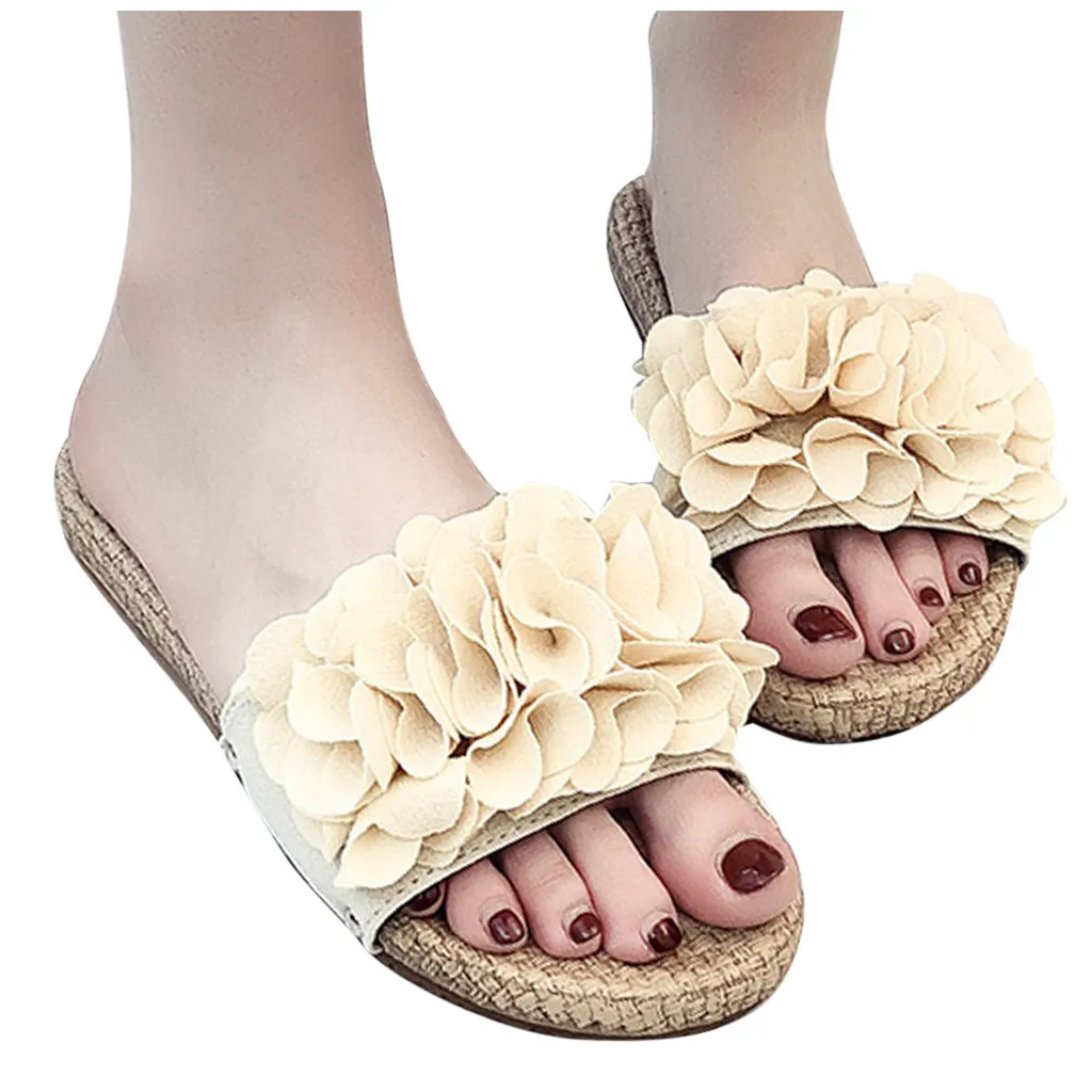 Женские летние шлепанцы в богемном стиле Повседневная Соломенная конопляная