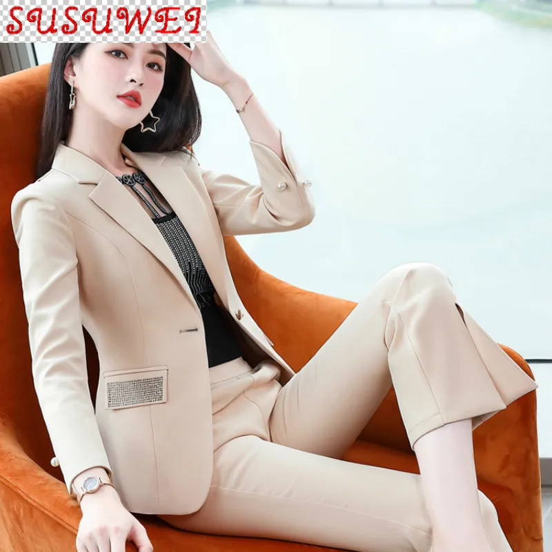 

Женский брючный костюм-двойка, Осень-зима