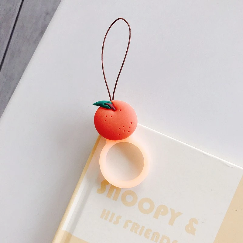 Милые авокадо клубника оранжевый силиконовый кулон мобильный телефон кольцо