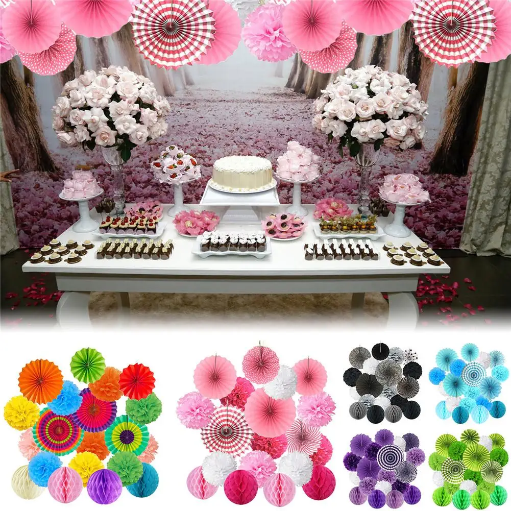 19 шт. оконный потолок украшение бумажный цветок шар сотовый вентилятор набор