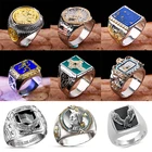Роскошные мужские кольца посеребренные геометрические резные кресты Крупное кольцо на палец Подарок на годовщину винтажные мужские ювелирные изделия