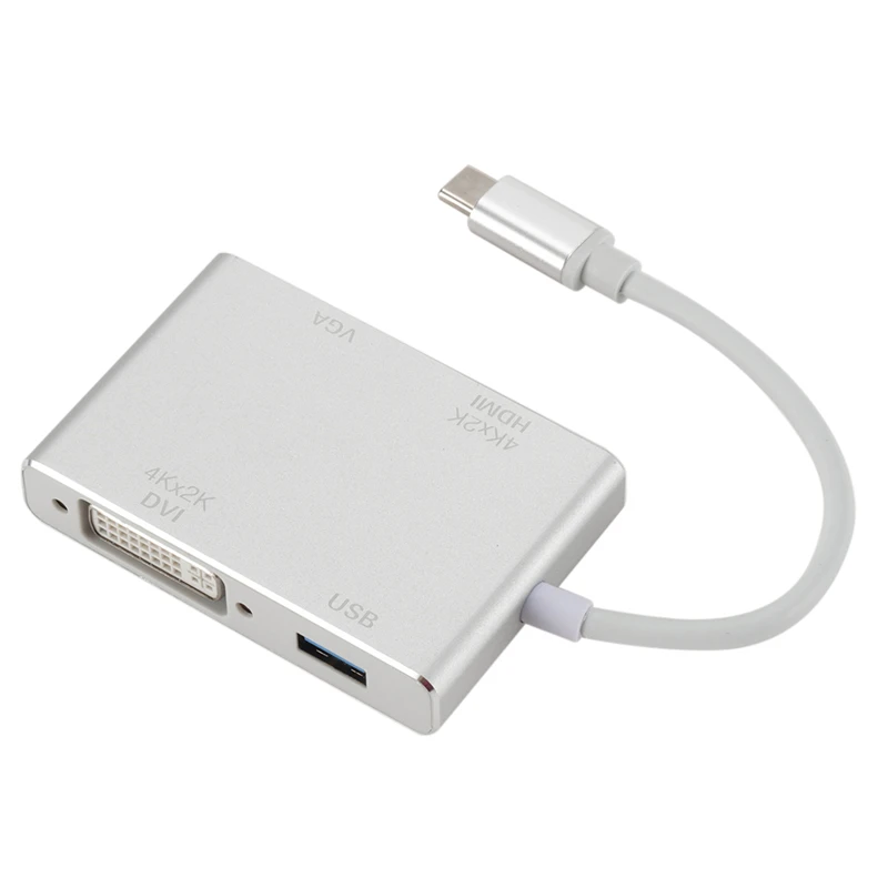USB 3 1 концентратор 4 в C Type к HDMI VGA DVI 0 адаптер кабель для ноутбука Apple сплиттер
