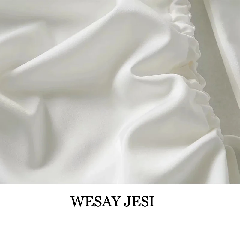 

WESAY JESI Women Blouse 2021 Spring Summer Fashion Turn-down Collar Long Sleeve Shirt Solid White Single-breasted Chiffon Shirt