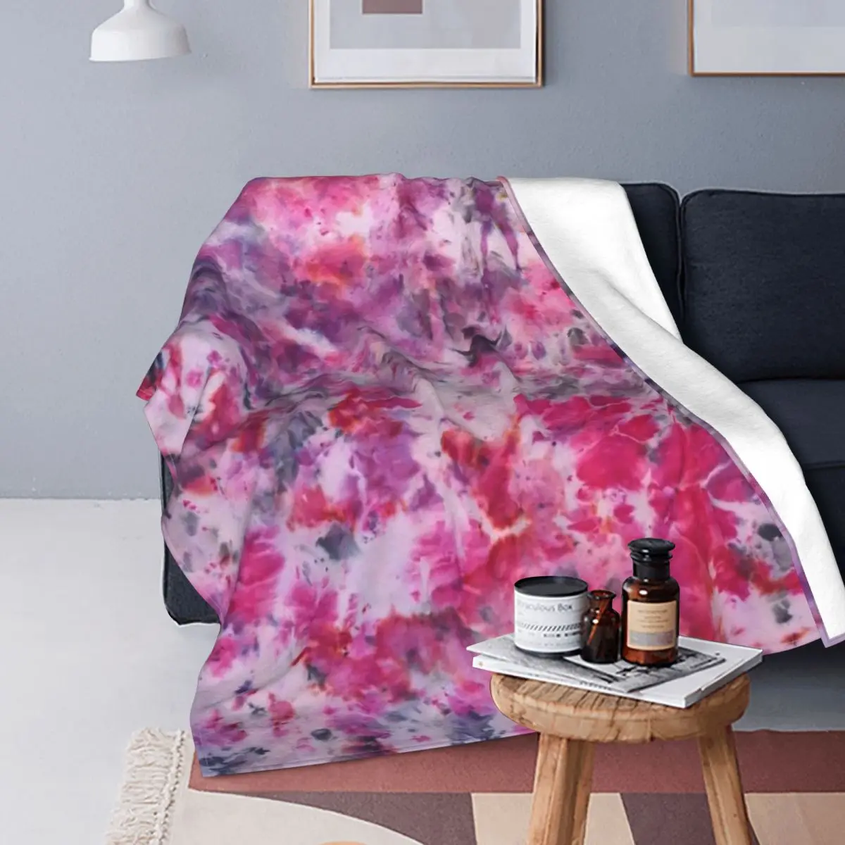 

Tie Dye Blankets Fleece Decoration Beautiful Multi-function Super Soft Throw Blankets for Sofa Office Quilt