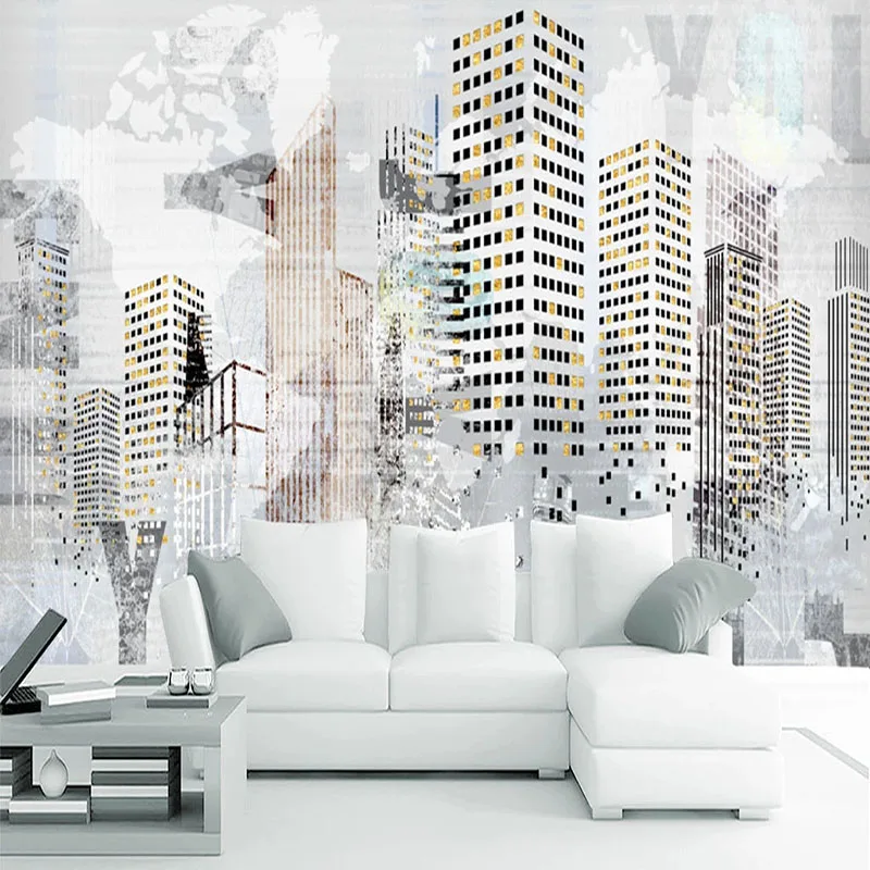 

Modern Abstract City Building Wallpaper 3D Retro Creative Photo Wall Murals Living Room Bedroom Study Background Wall Painting