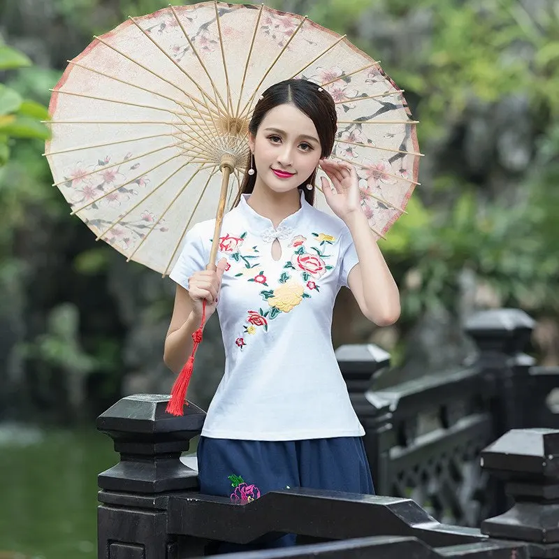 95% Хлопковая женская Винтажная футболка с этнической вышивкой длинный рукав 4XL 5XL