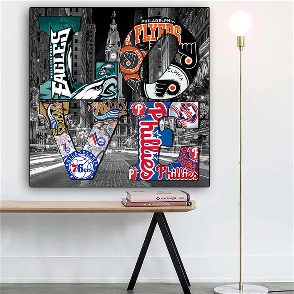 

LOVE Graffiti Wall Art Canvas Prints Fashion Black and White City Background Poster Painting For Living Room Modern Home Decor