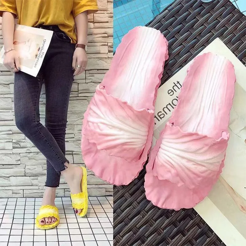

2020 Creative Cabbage Slippers Plus Size 43 Women Cute Slipper Bathroom Non-slip Slides Summer Beach Shoes