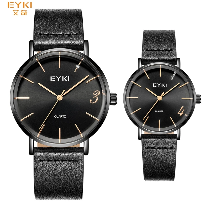 EYKI 1314 Casual Quartz Watch Men Women Fashion Wristwatch Lovers Watches Leather Watchband Clock Male relogio masculi 2019 News