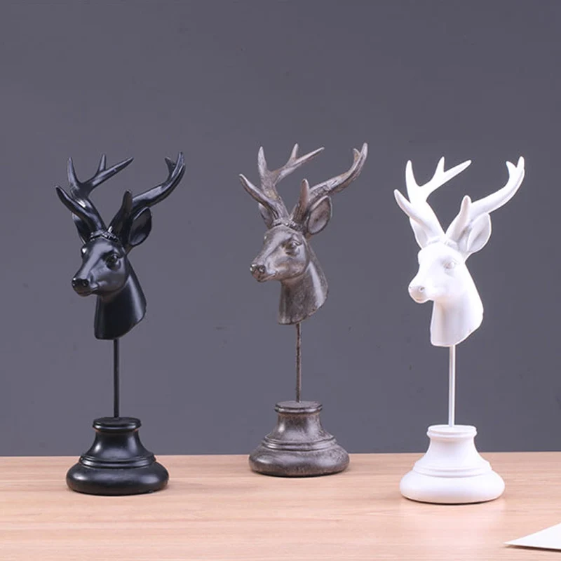 Страна винтажная Скандинавская полимерная миниатюрная голова оленя Лось