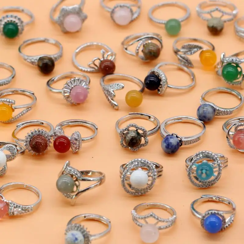 Женское кольцо с жемчугом и цирконом 10 шт. | Украшения аксессуары