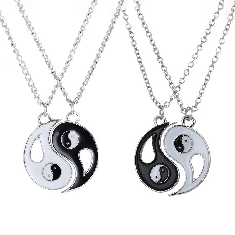 Модные ожерелья восемь диаграмм черно белая подвеска Yin Yang для влюбленных пар